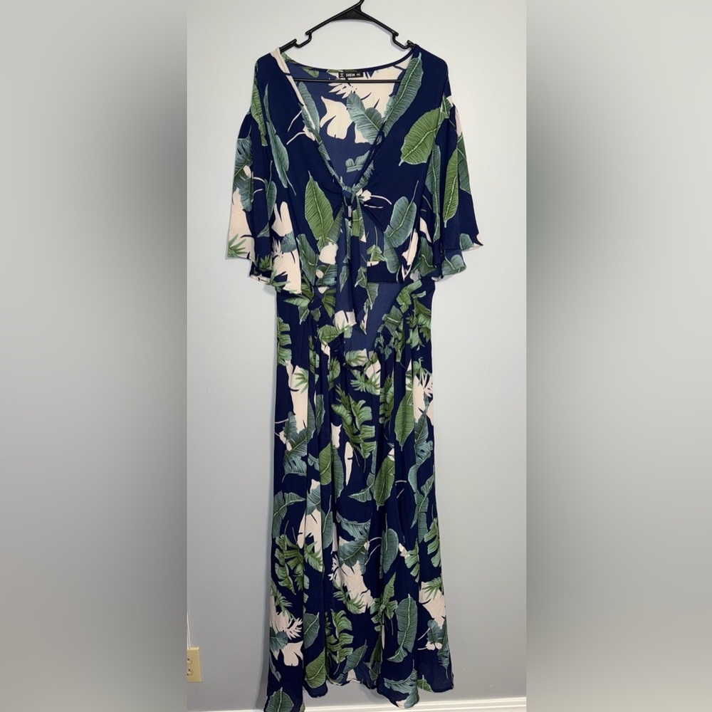 SHEIN 4X tropical floral maxi dress